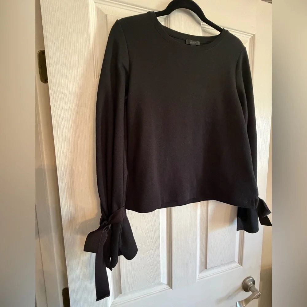 J. Crew Sweatshirt Black Tie Sleeve S